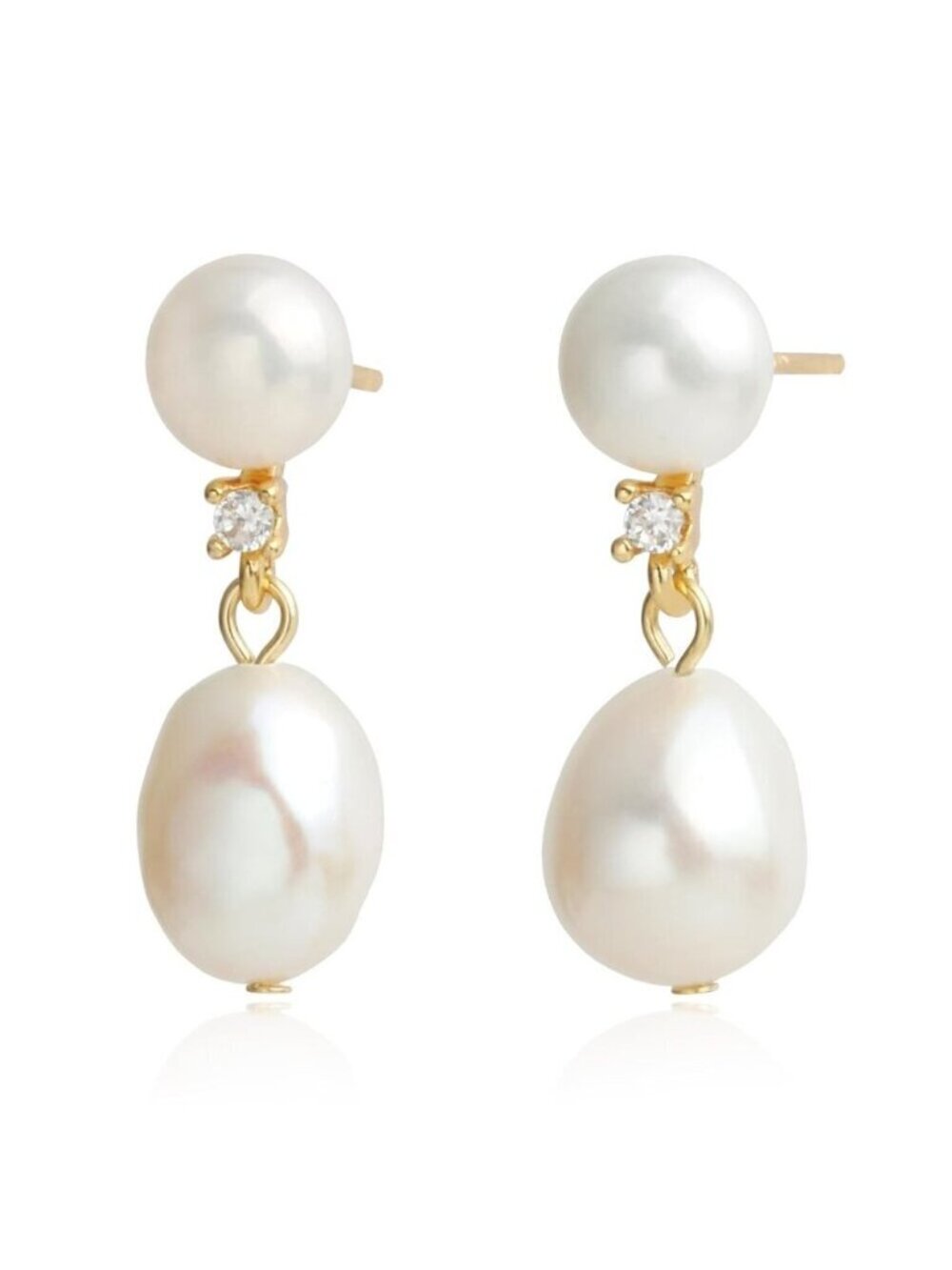 Women's Handmade Freshwater Cultured Baroque Pearl Dangling Drop White Earring
